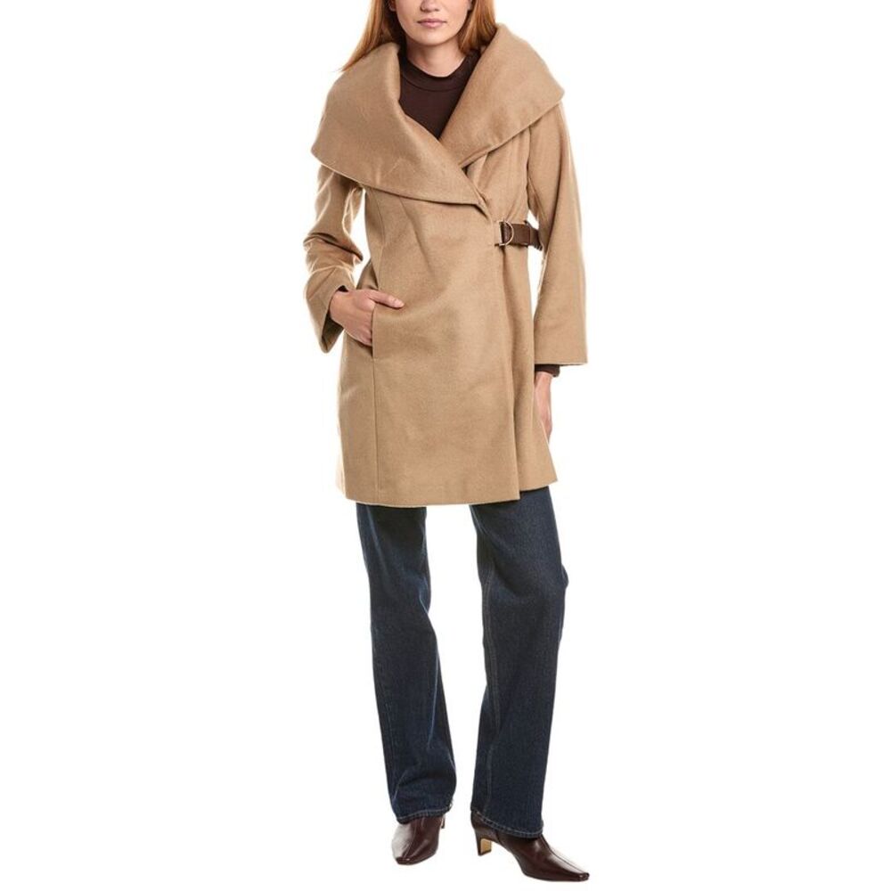 Via Spiga Womens Hooded Wool-Blend Coat, Brown